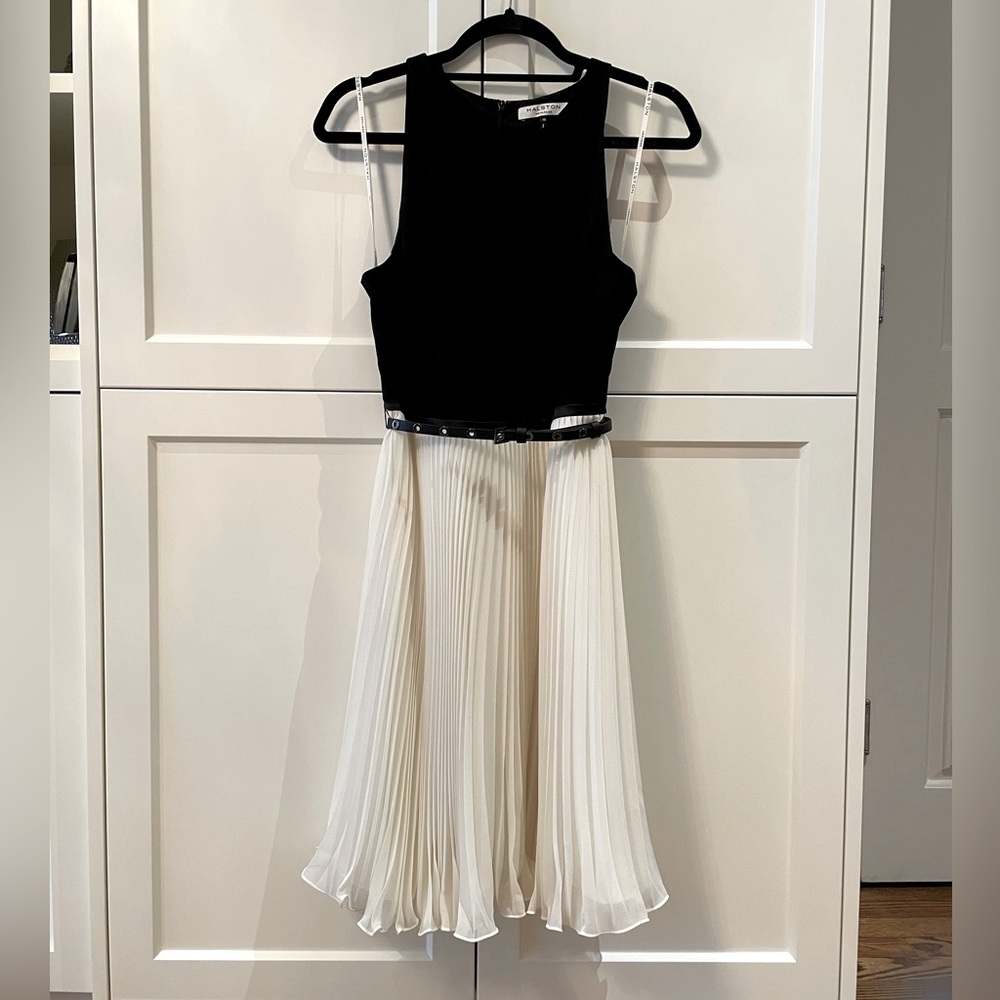 Halston Heritage Black and Cream Dress